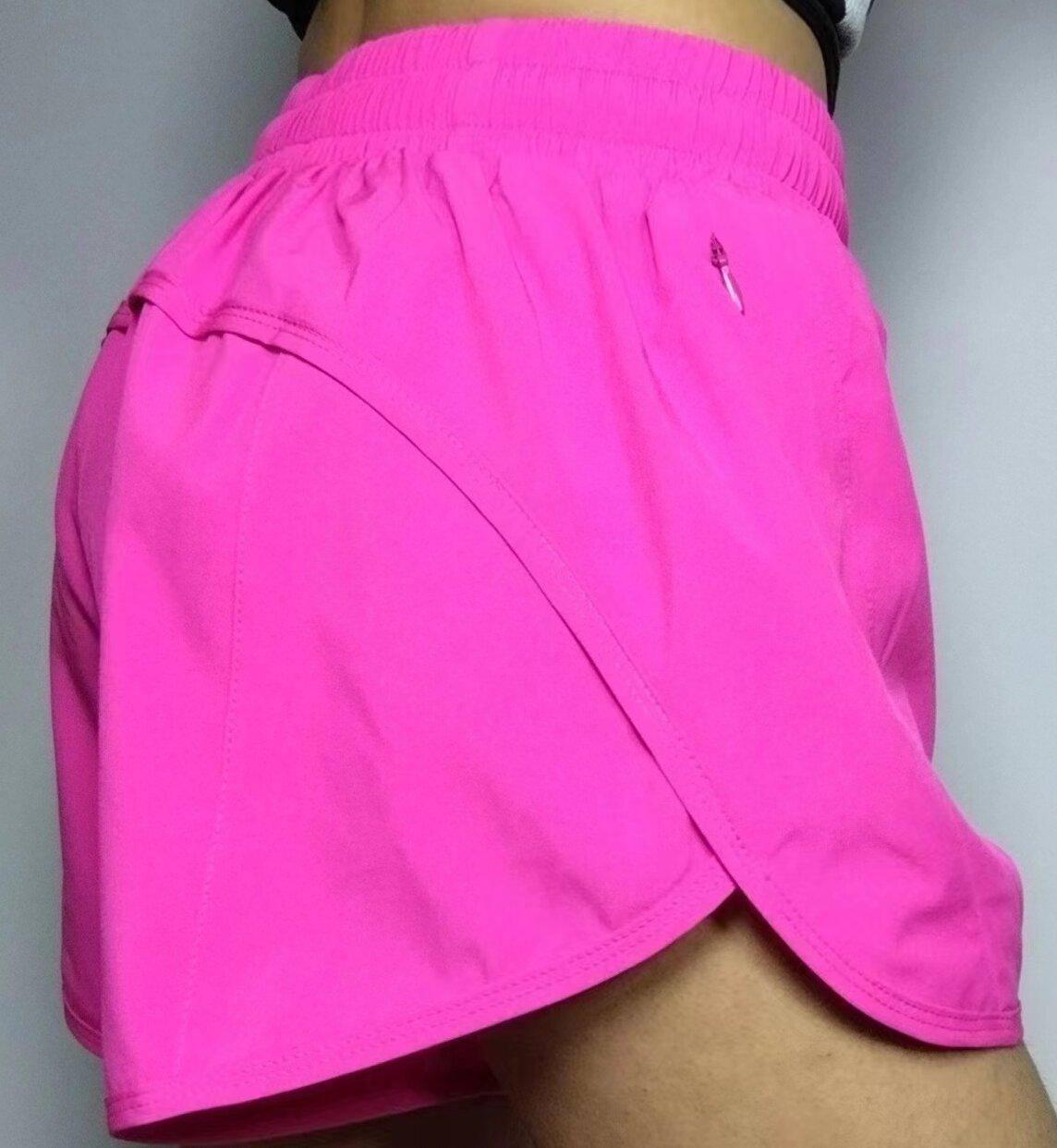 Summer Sports Shorts With Zipper Pockets Breathable Loose-Rose Red-16