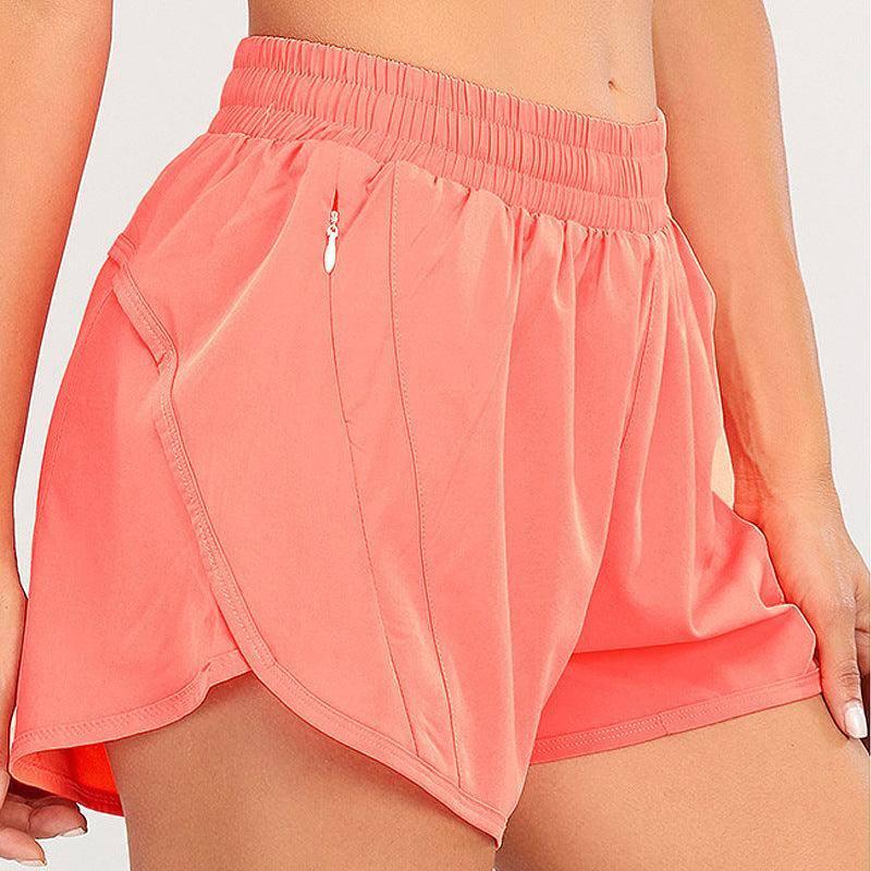 Summer Sports Shorts With Zipper Pockets Breathable Loose-Orange-9