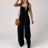 Summer Square Neck High Waist Jumpsuit Women's Backless Apricot / XL-4