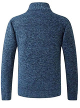 Sweater Jacket Stand Collar Hollow Solid Color Knit-blue gray-4