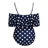 Swimsuit Belly Big Ruffle Oneshoulder Onepiece Swimsuit-Polkadots-7