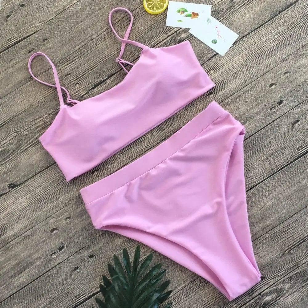 Swimsuit Bikini Ladies Three-Point Sexy Swimsuit Suit-Pink-9