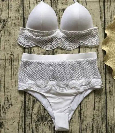 swimwear solid color knit stitching-WhiteHighwaist-8