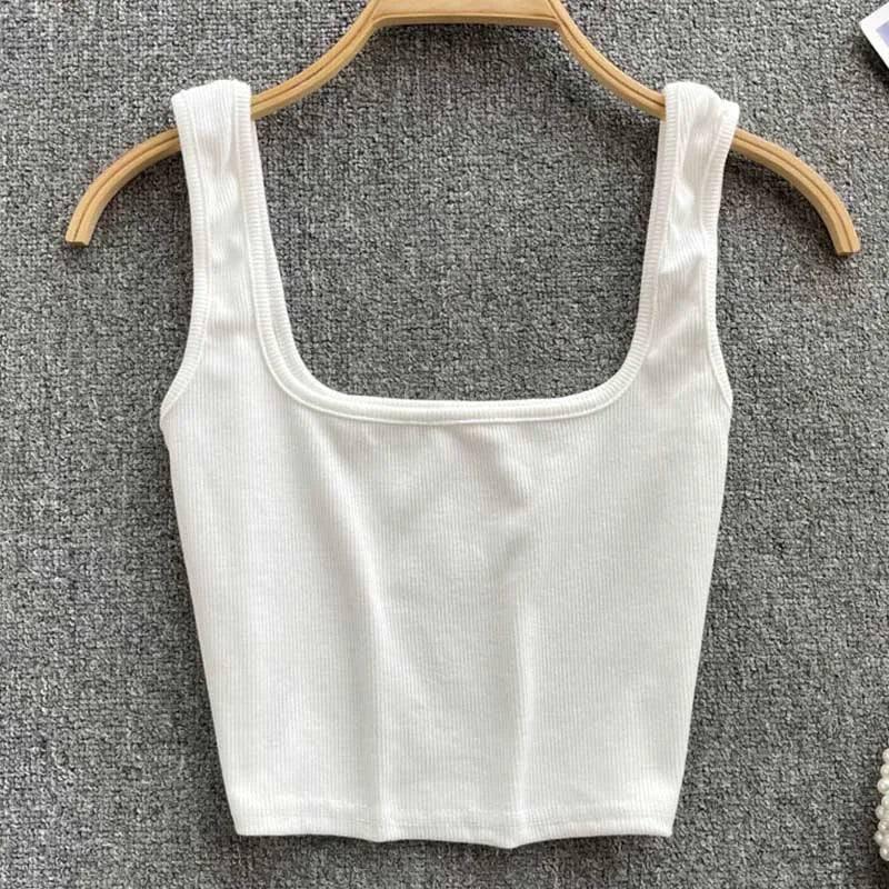 Tank Top Women Sexy Backless Y2k Top Slim Fit Bottoming-WHITE-8