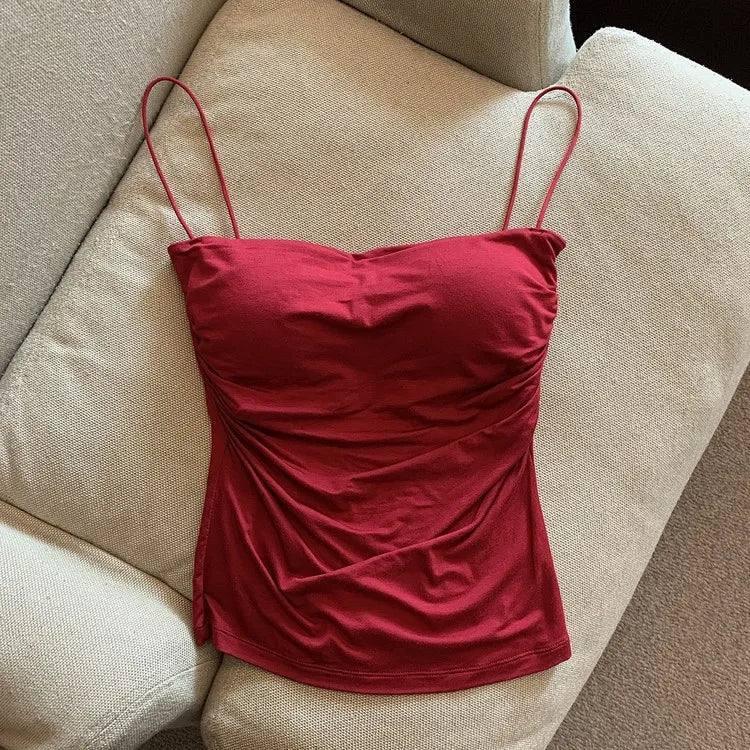 Tank Tops Women With Built In Bra Spaghetti Strap Tanks For-A-red-19