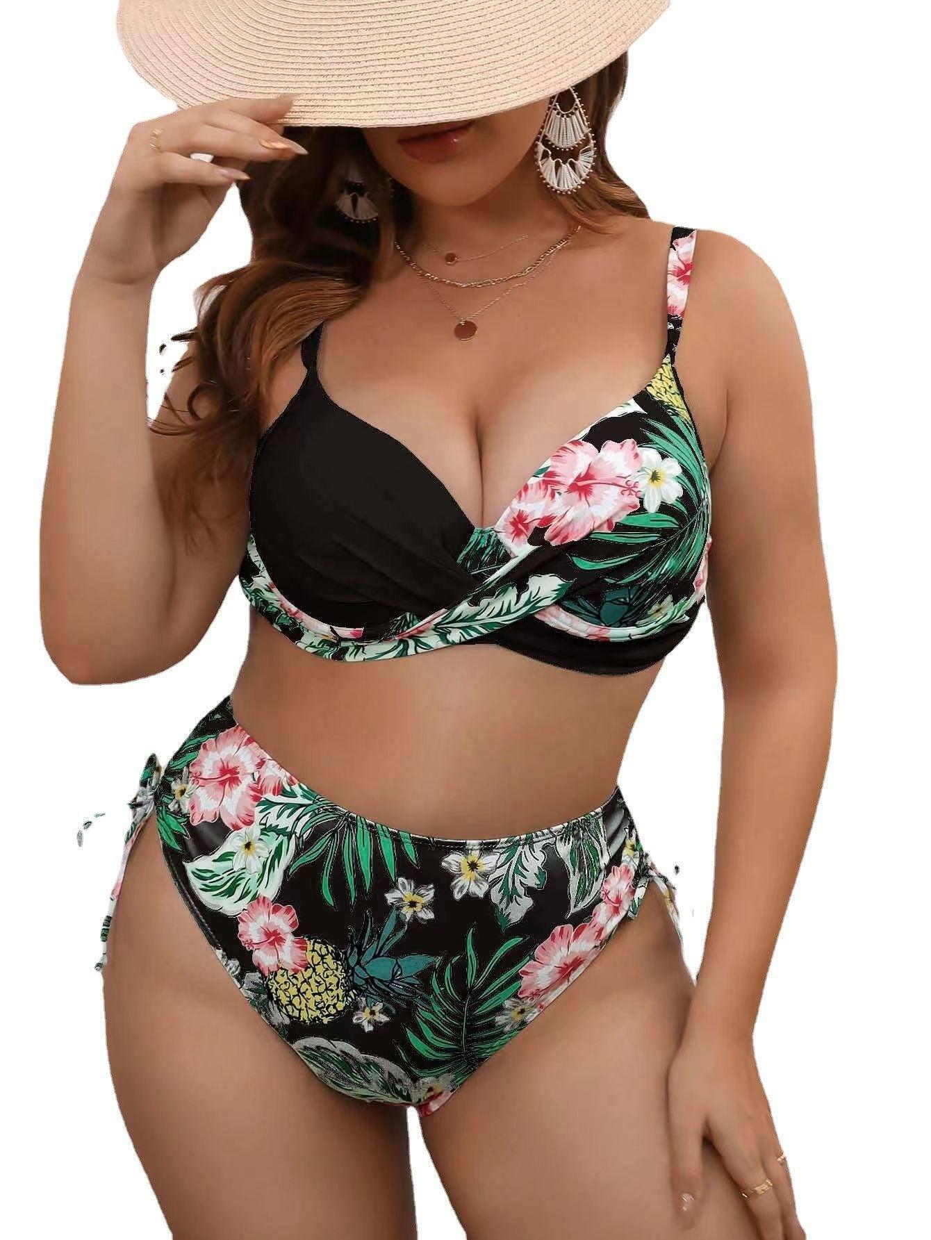 Tropical High-Waisted Bikini: Chic Swimwear for Every Body-6