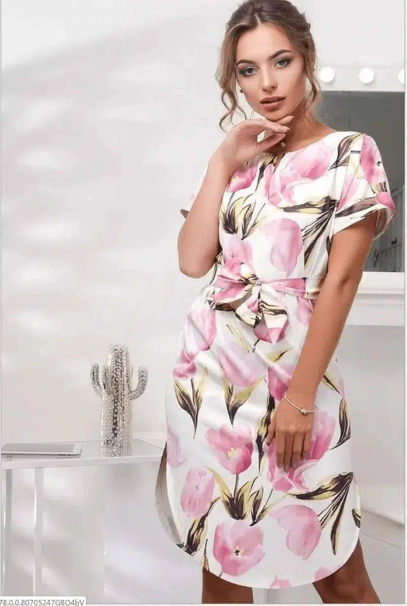 LOVEMI - Lovemi - V-Neck Printed Dress