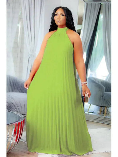 Wmstar Plus Size Women Long Dress leeveless Bandage Halter-1