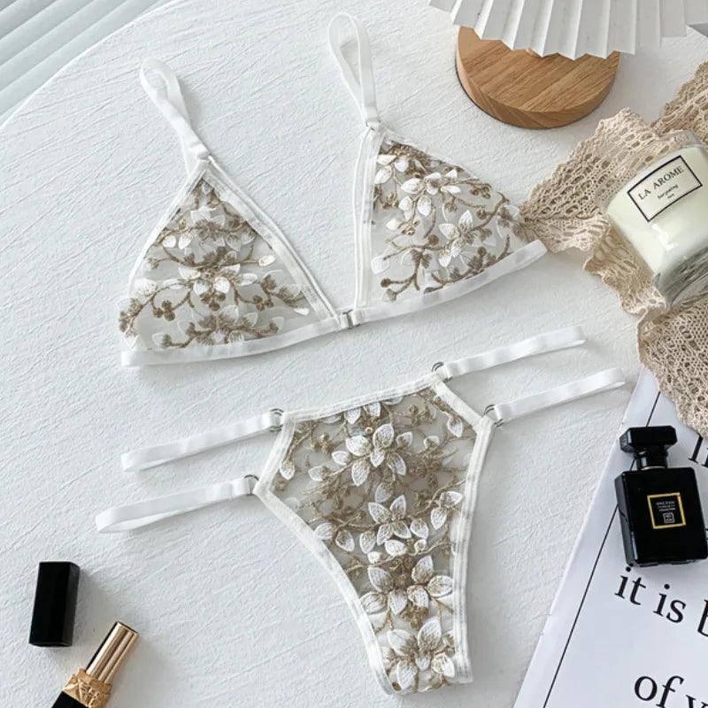 Women Lace Bra Sets Seamless Underwear Backless Vest-2