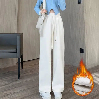 Women Long Pants Spring Autumn Women Elastic Waist Stright-Beige-11