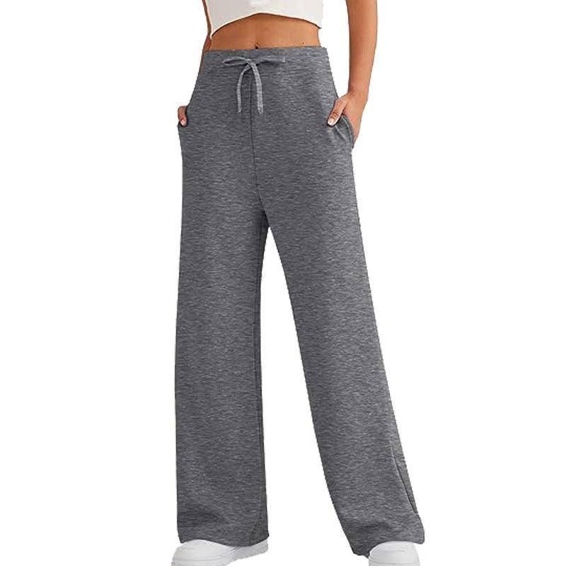 Women's Autumn Leisure Loose Wide-leg Pants-Dark Gray-6