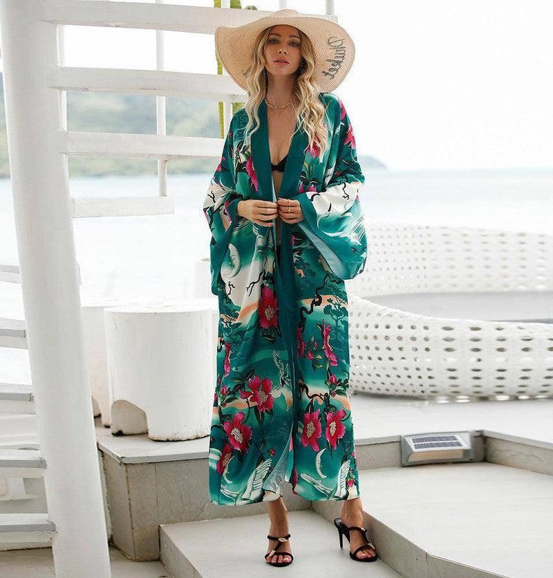 Women's Fashion Bohemian Long Dress Retro Style Long Sleeve-XK04-6