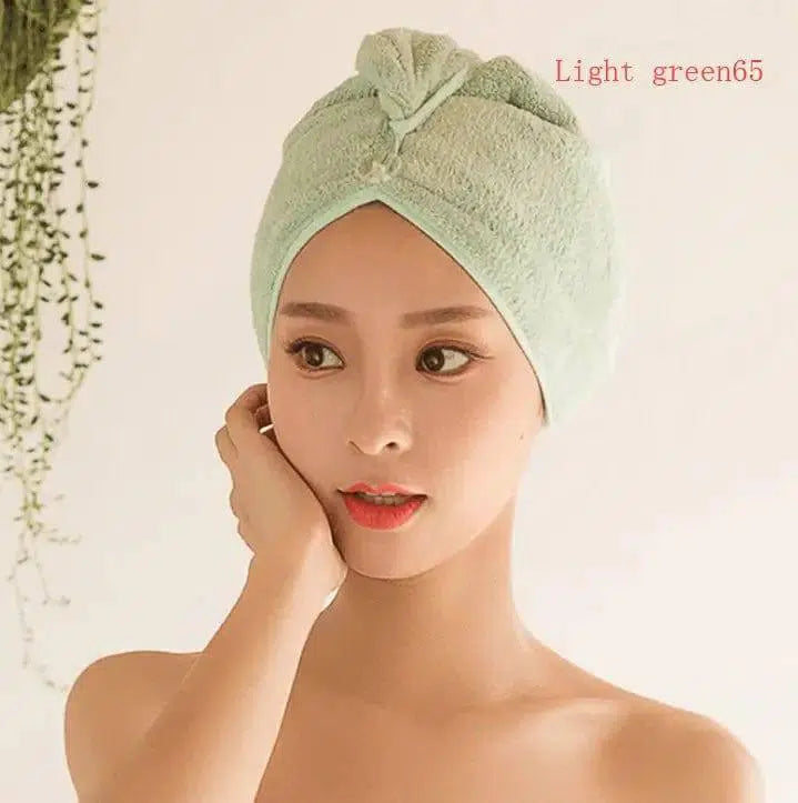 Women's Hair Dryer Cap, Absorbent Dry Hair Towel-Lightgreen65-19