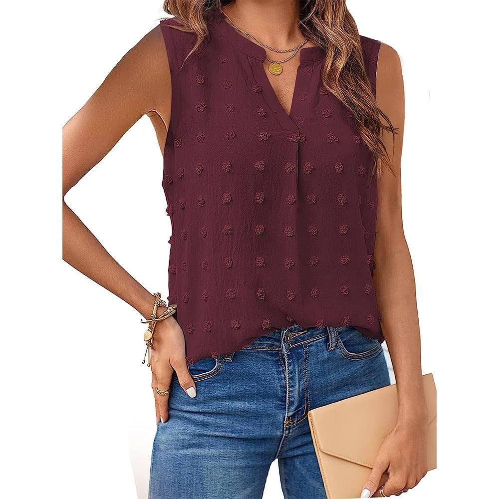 Women's Jacquard Sleeveless V-neck Vest-3