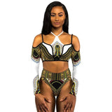 Women's Long Sleeve Printed High Waist Bikini Two Piece-White-2