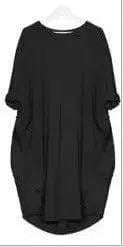 Women's Loose Casual Pocket Long Sleeve Dress-Black-2