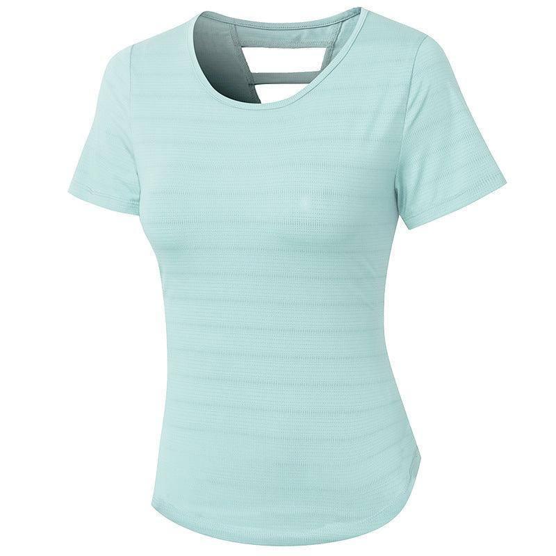 Women's Loose Yoga Clothes With Short Sleeves-Light Green-7