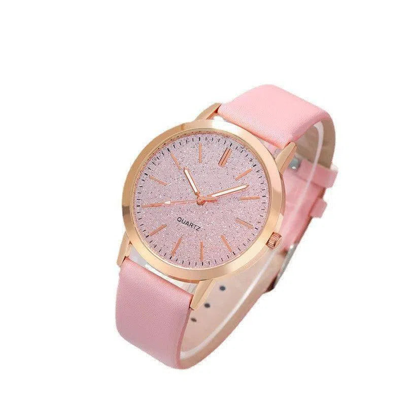 Women's Round Pointer Quartz Watch Set-5