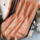 Women's Simple Thickened Warm Reversible Scarf-Orange Black-10