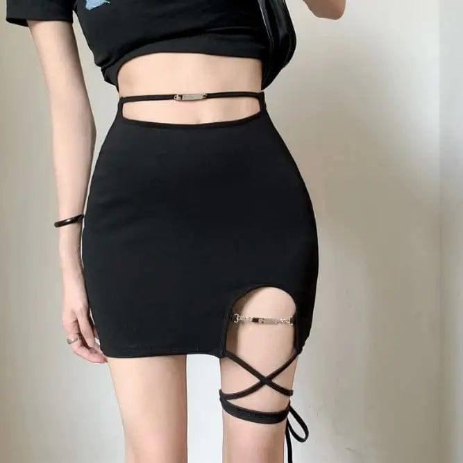 Women's Slim-fit High Waist Sheath Fashion Tie Skirt-2