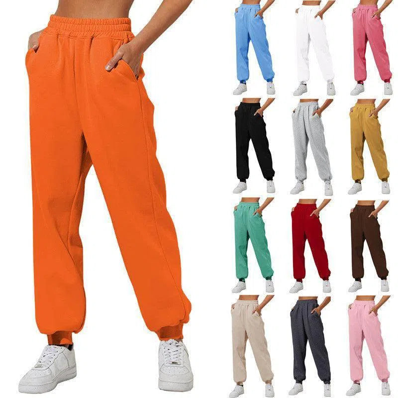 Women's Trousers With Pockets High Waist Loose Jogging Sports Pants Comfortable Casual Sweatshirt Pants-1