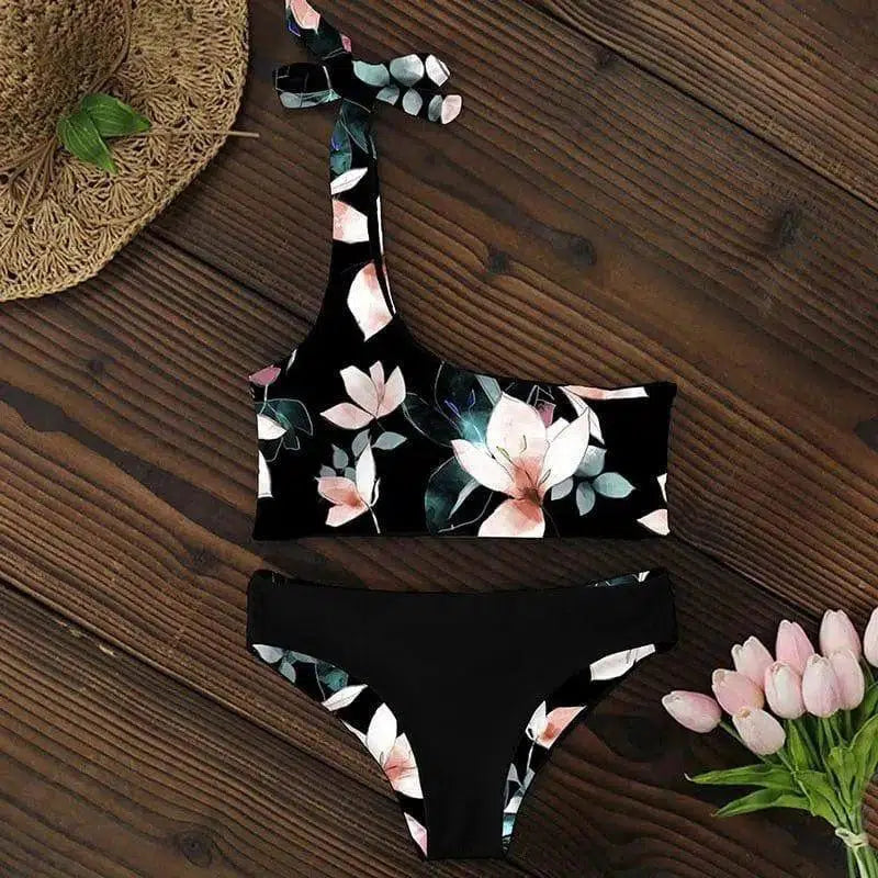 Women Swimsuit One Shoulder Bikini Sexy Low Waist-LD18120D2-9