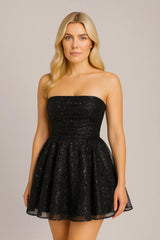 Tube-top kanten jurk met achterkant Strikknoop Zomermode Zilver / S