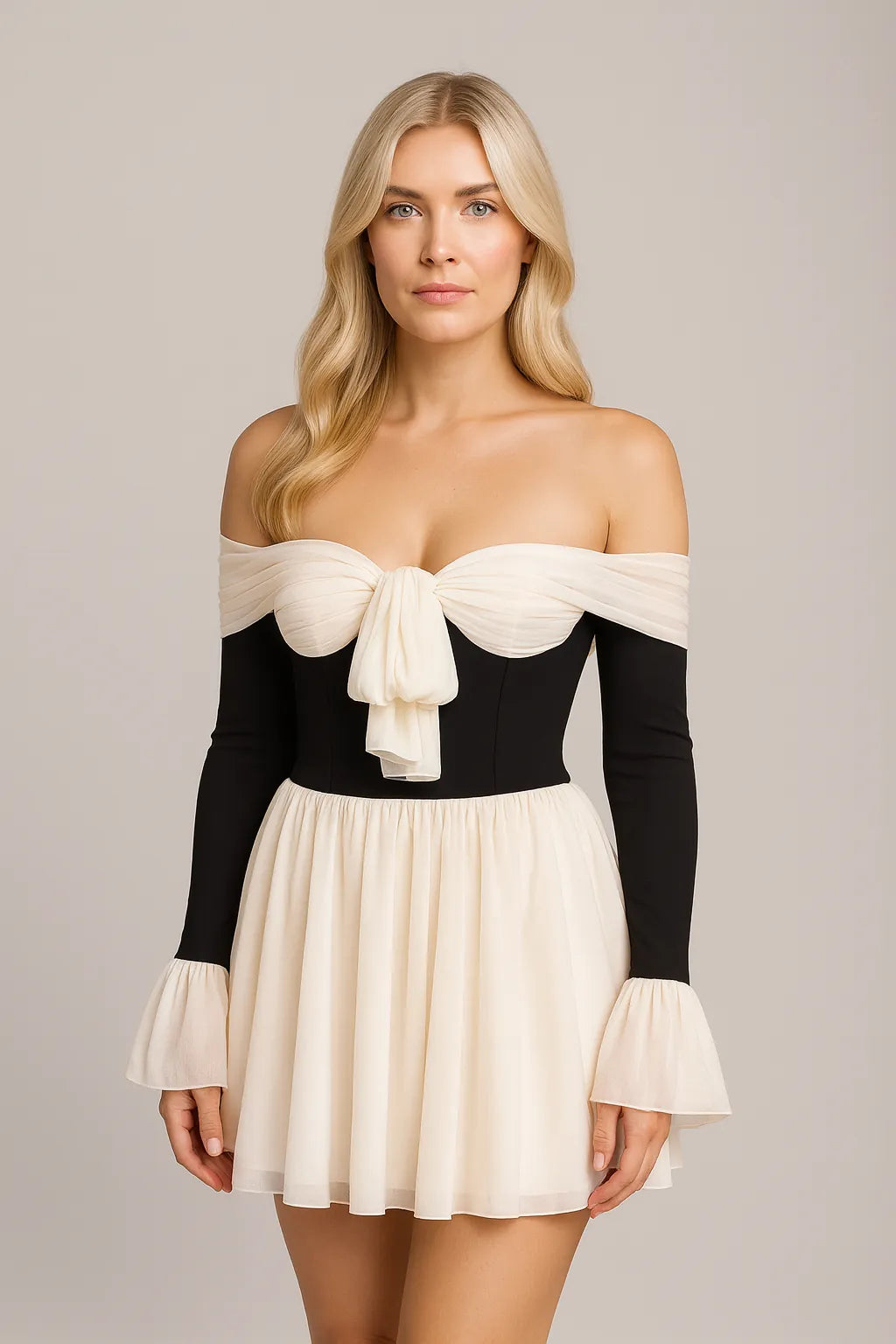 Vrouwen Off-shoulder Kleuraccentuerende Jurk