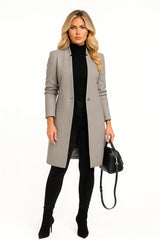Elegante halflange trenchcoat met modern kleermakerswerk
